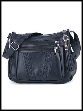 Soft PU Leather Crossbody Bag Multi Pocket Shoulder Purse